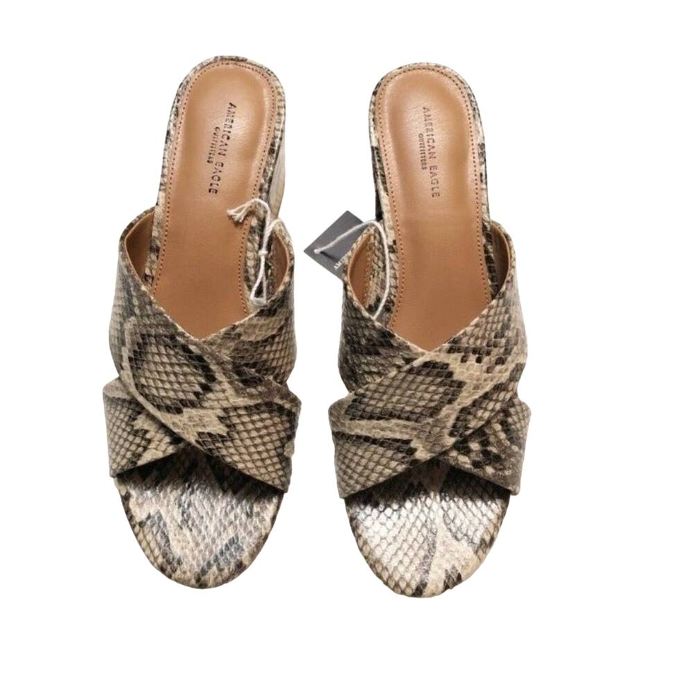 American Eagle SNAKESKIN  BLOCK HEEL Retro Style 90s Y2K  Sandal Sz 8